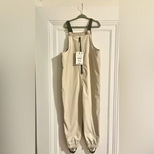 NWT! Zara Unisex Tan Waterproof Snow Pants Bibbed (6)